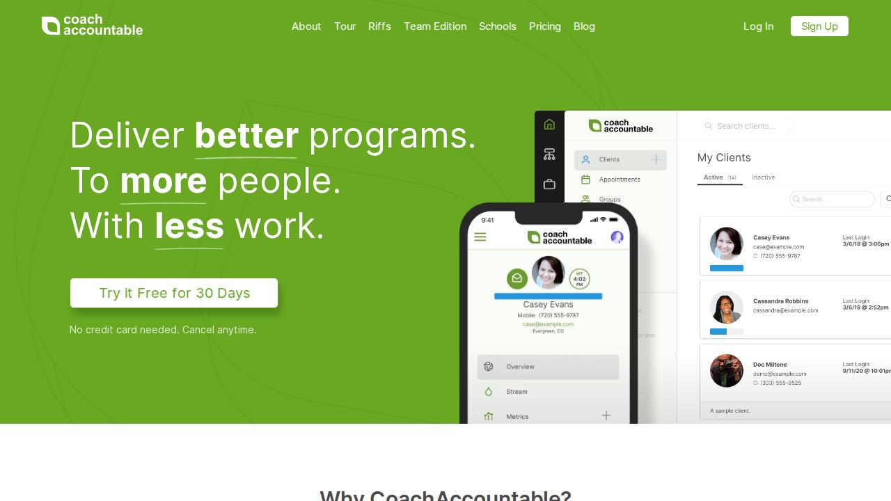 Screenshot of CoachAccountable
