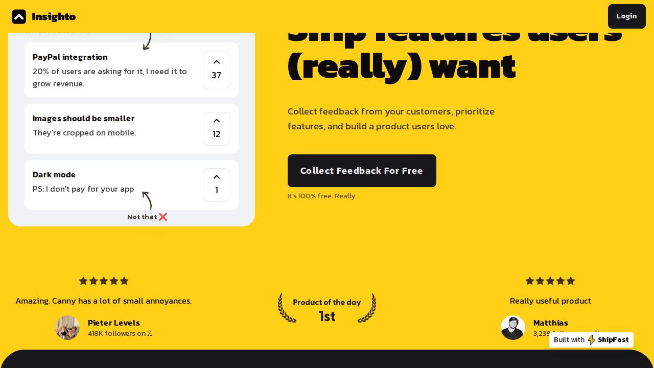 Screenshot of Insighto